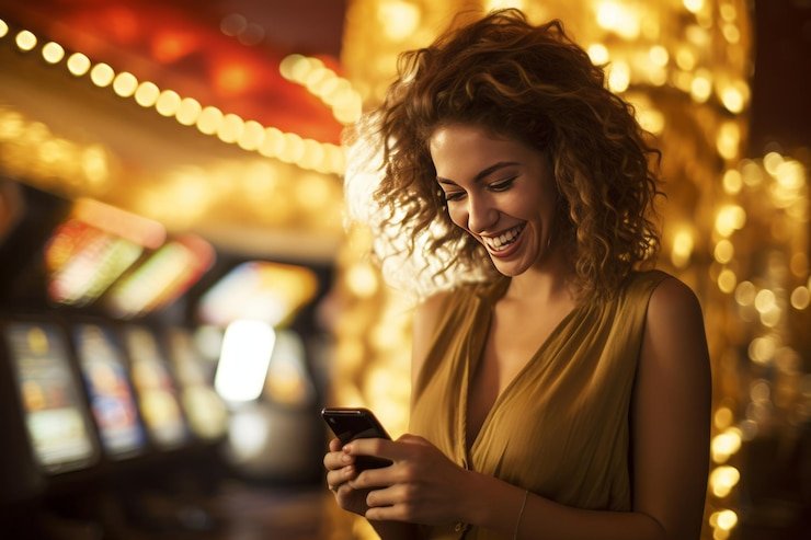Layar smartphone menampilkan game live casino dengan dealer profesional di platform hiburan daring